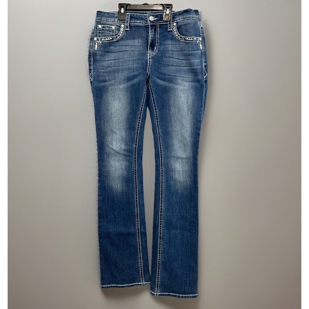 Grace in LA Easy Fit Jeans Womens 28 Western Wear Embroidered Stars Boot Cut